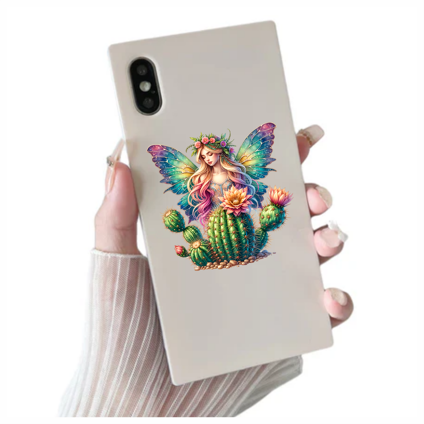 Fairy Rainbow Wings Cactus Flowers Vinyl Sticker Decal