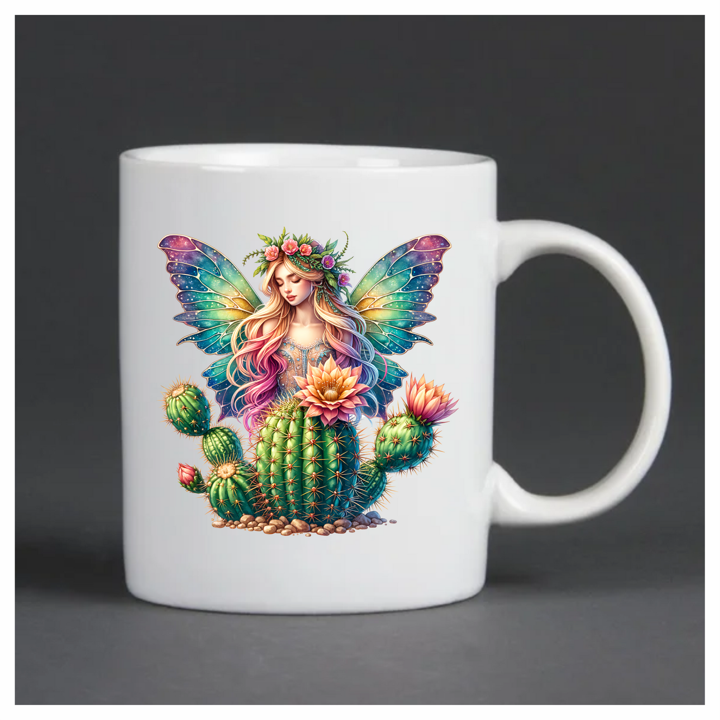 Fairy Rainbow Wings Cactus Flowers Vinyl Sticker Decal