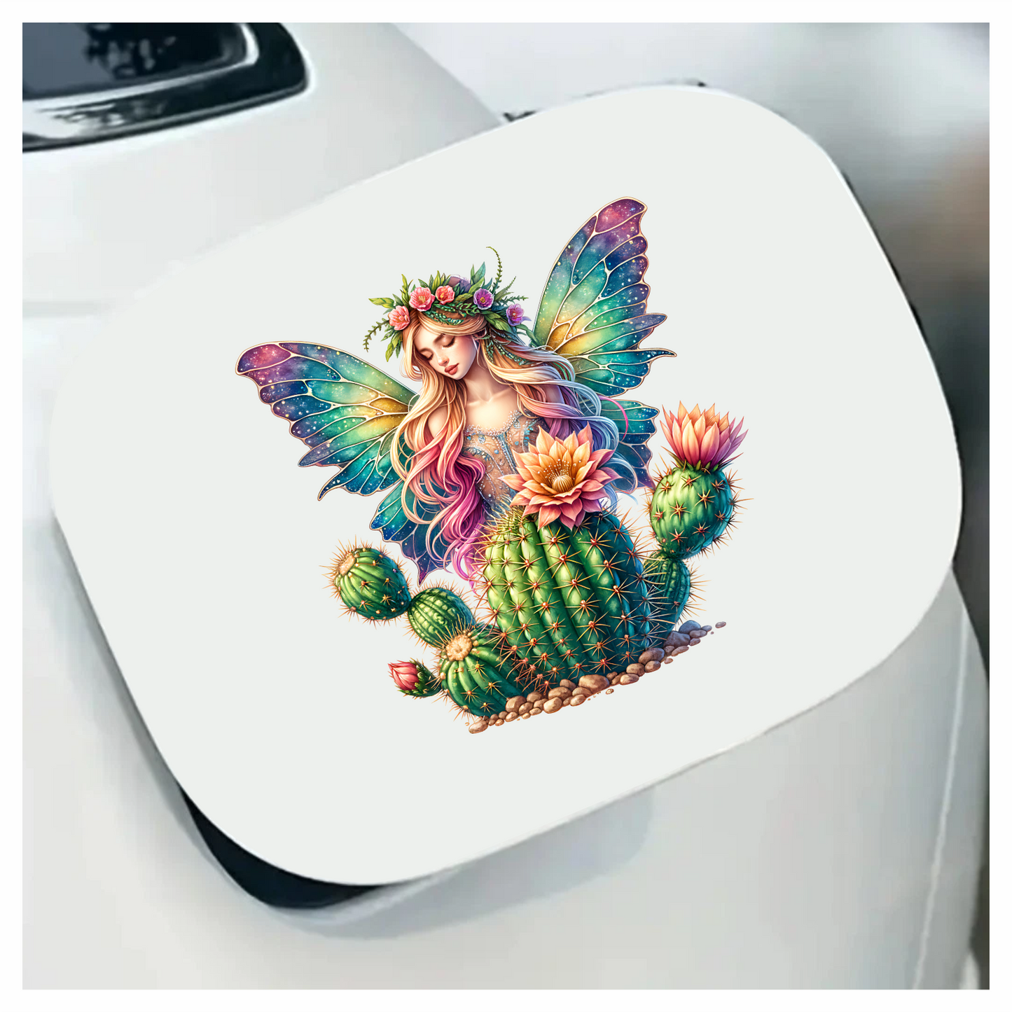 Fairy Rainbow Wings Cactus Flowers Vinyl Sticker Decal
