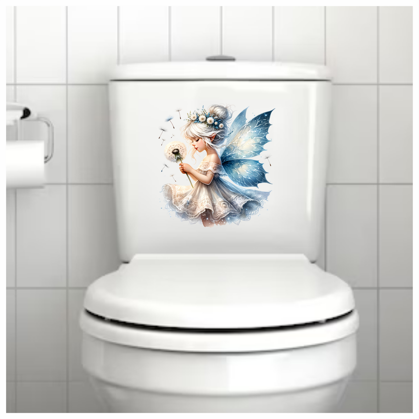 Fairy White Blue Flower Dandelion Dress Vinyl Sticker Decal