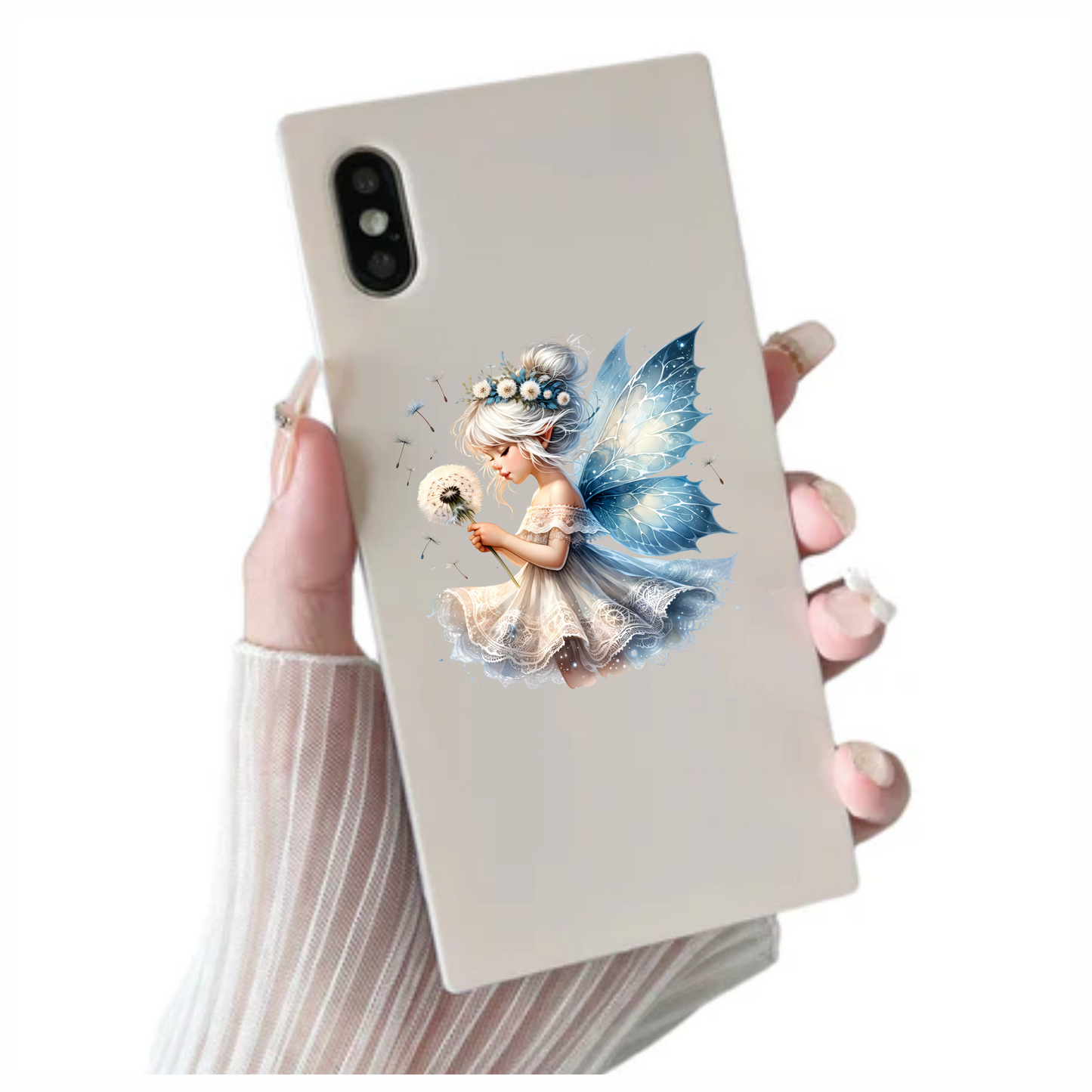 Fairy White Blue Flower Dandelion Dress Vinyl Sticker Decal