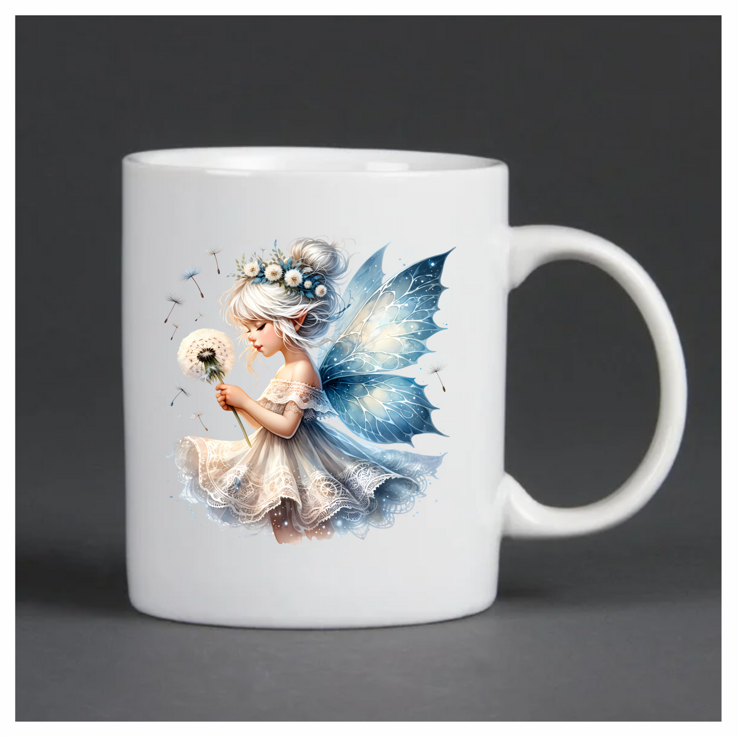 Fairy White Blue Flower Dandelion Dress Vinyl Sticker Decal