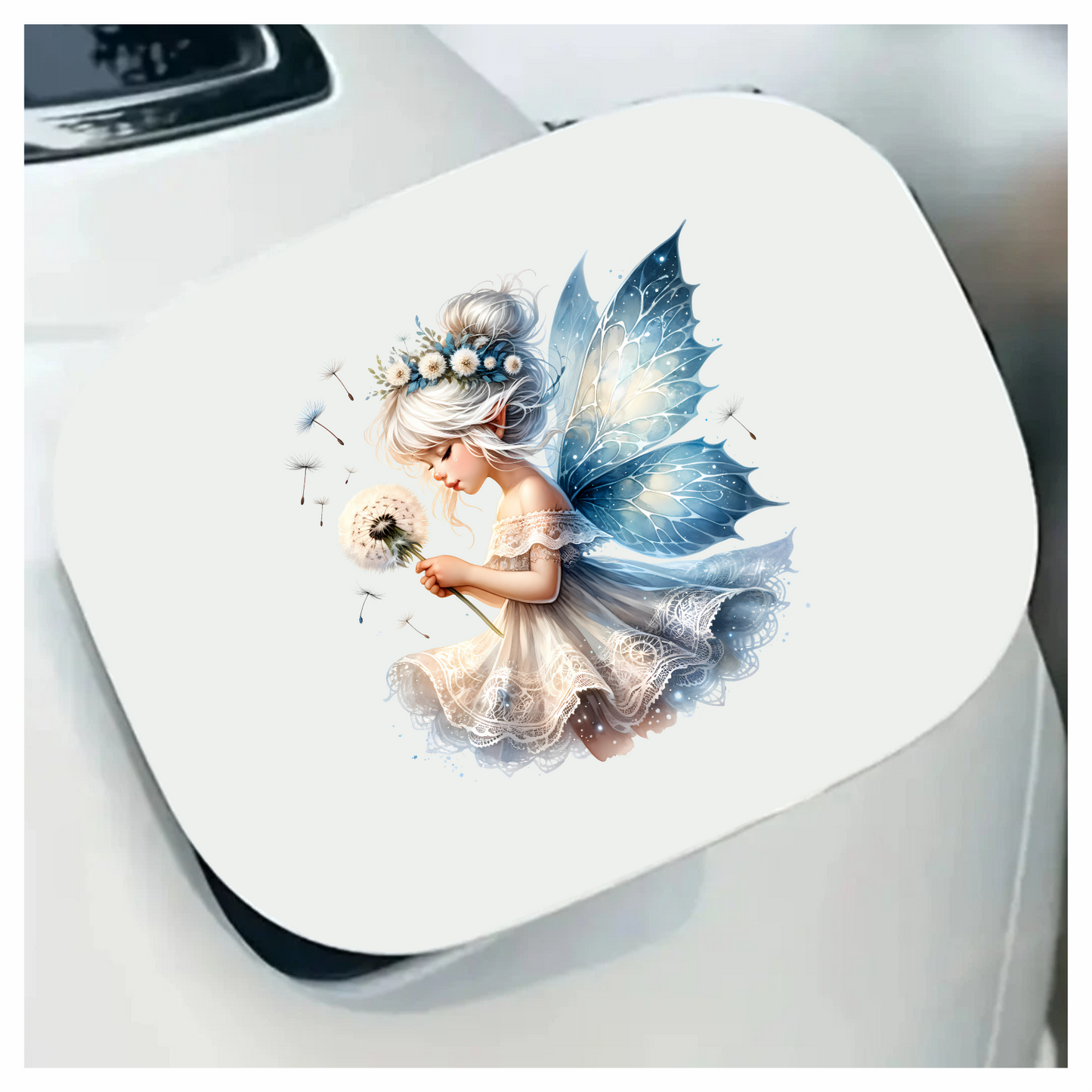 Fairy White Blue Flower Dandelion Dress Vinyl Sticker Decal