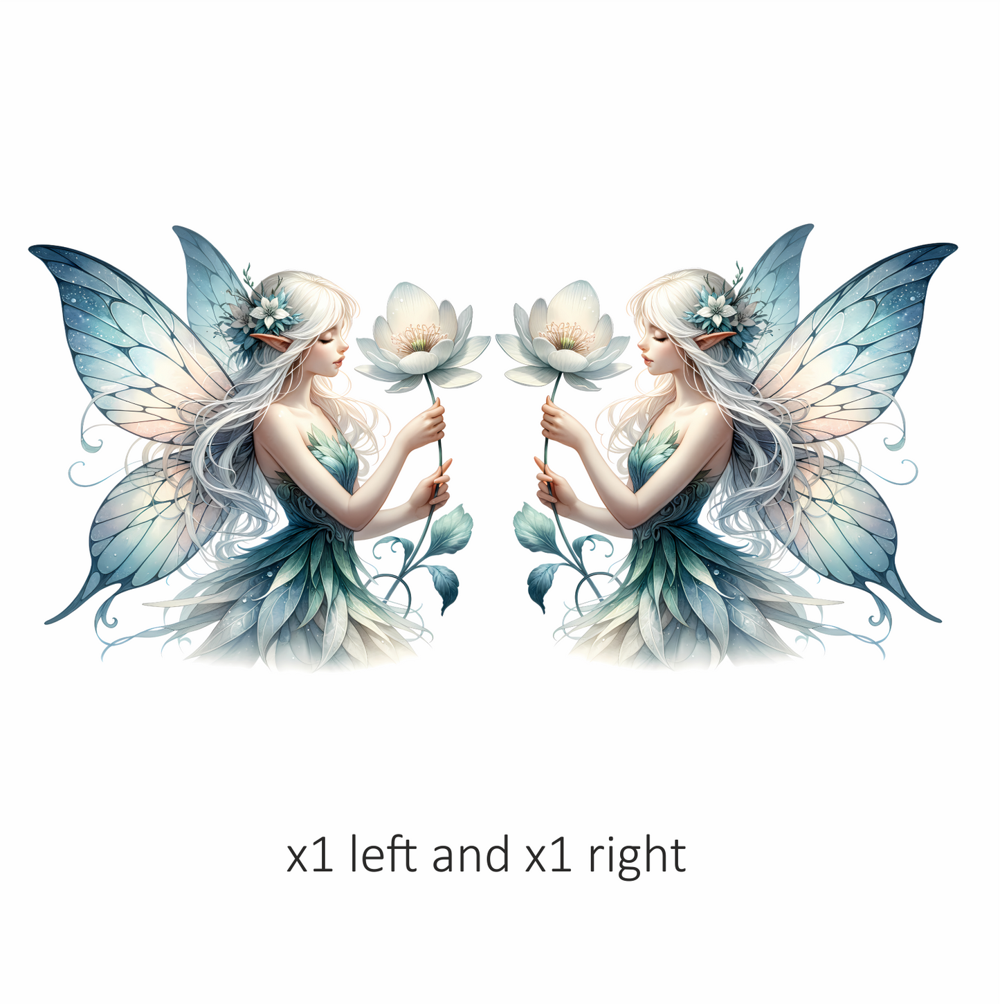 Fairy White Wings Flower Blue Vinyl Sticker Decal