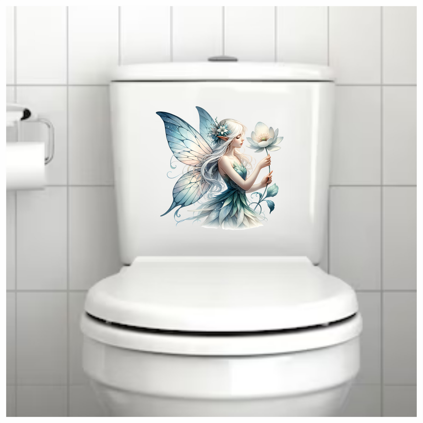 Fairy White Wings Flower Blue Vinyl Sticker Decal