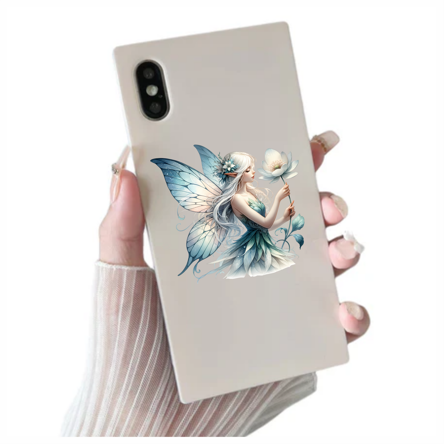 Fairy White Wings Flower Blue Vinyl Sticker Decal