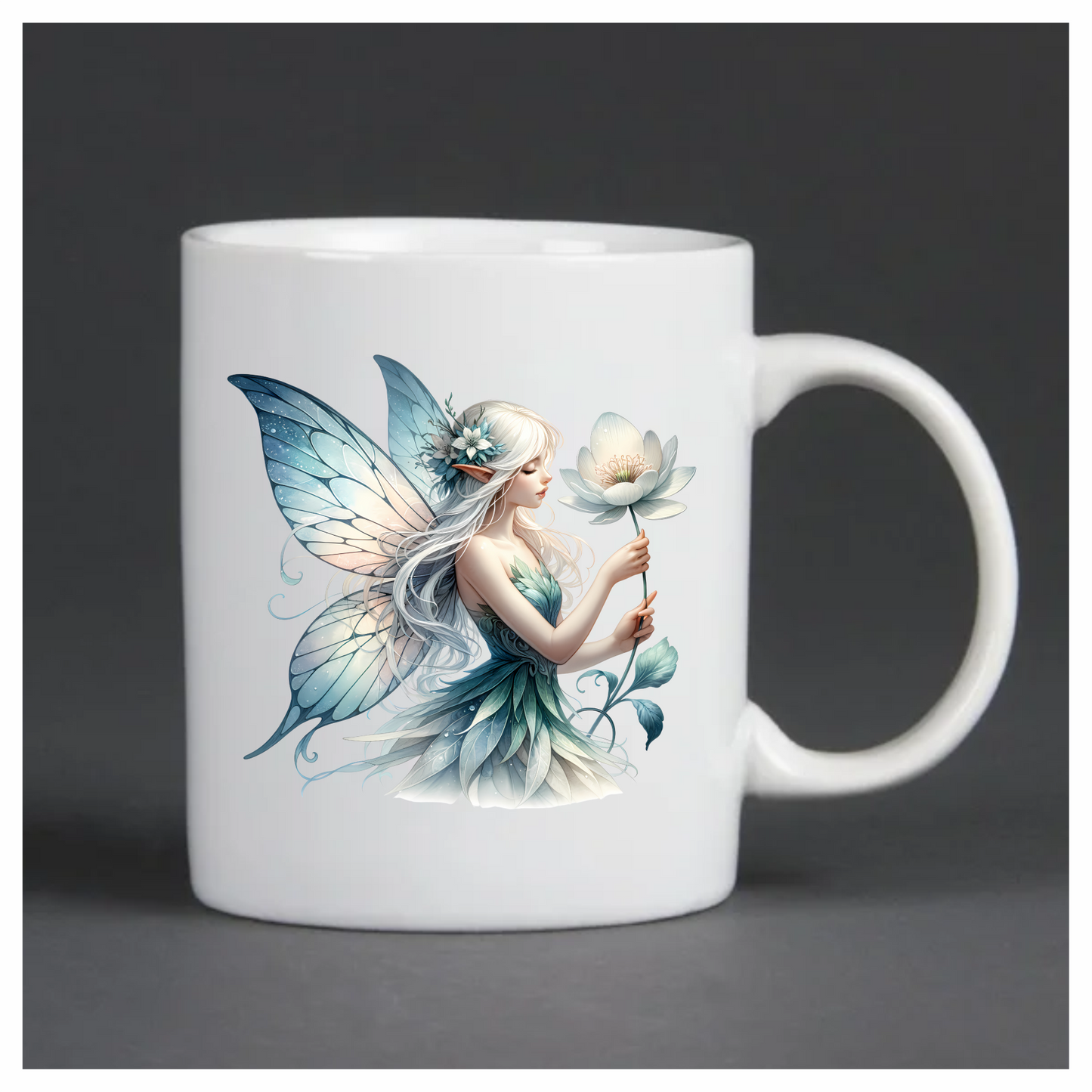Fairy White Wings Flower Blue Vinyl Sticker Decal