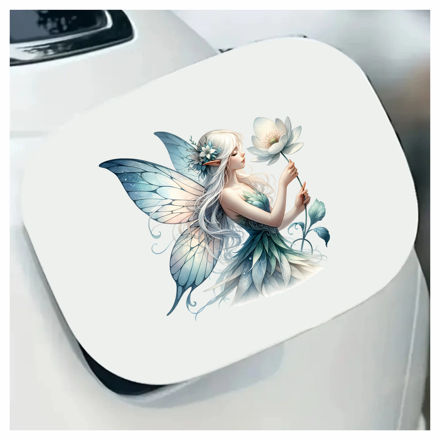 Fairy White Wings Flower Blue Vinyl Sticker Decal