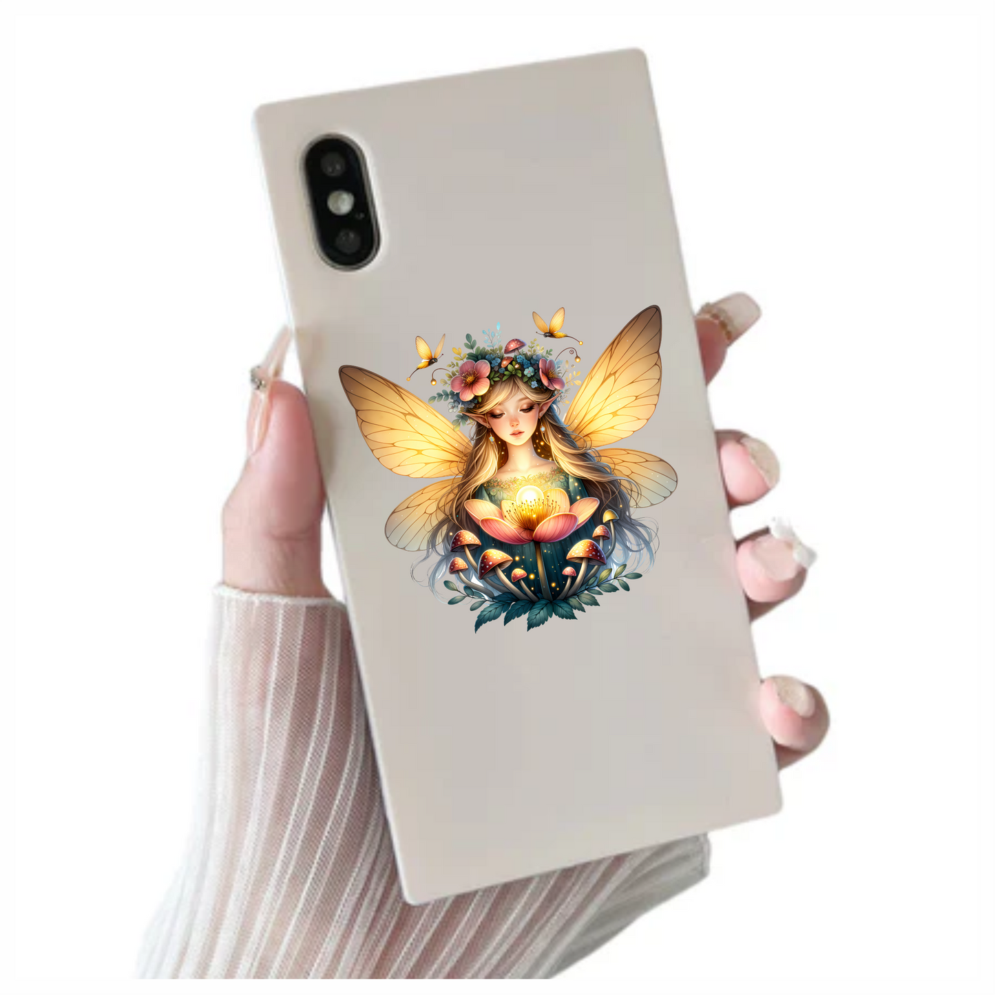 Fairy Golden Wings Flowers Mushrooms Butterflies Vinyl Sticker Decal