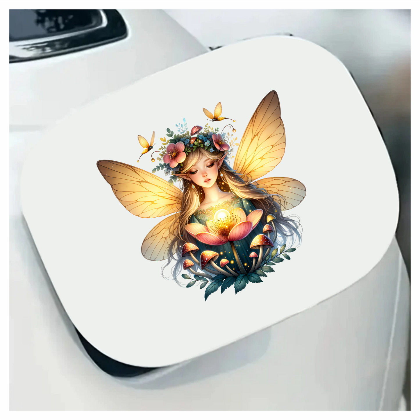 Fairy Golden Wings Flowers Mushrooms Butterflies Vinyl Sticker Decal