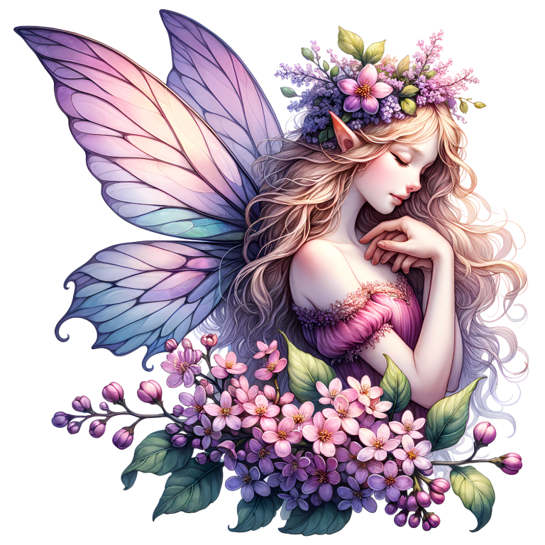 Fairy Pink Flowers Purple Wings Vinyl Sticker Decal