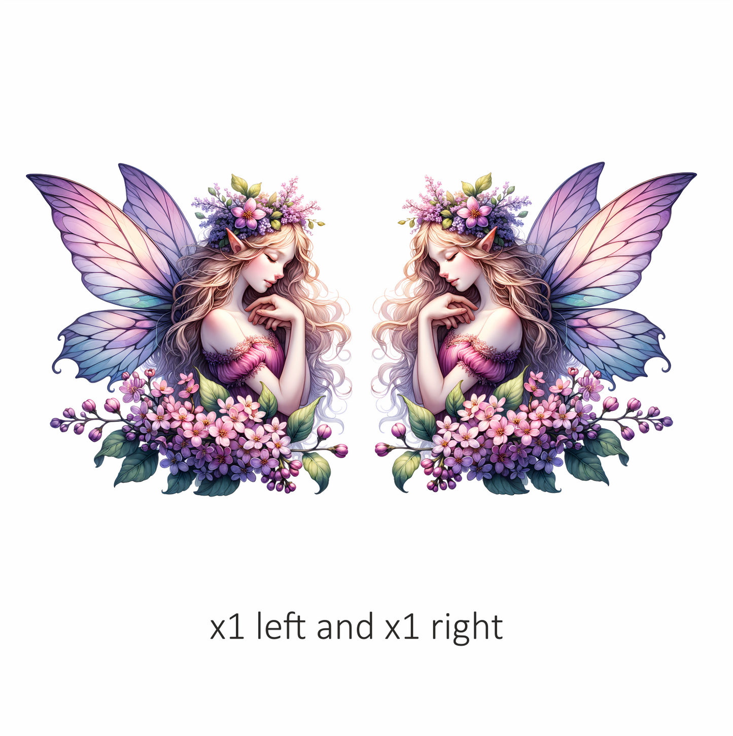 Fairy Pink Flowers Purple Wings Vinyl Sticker Decal