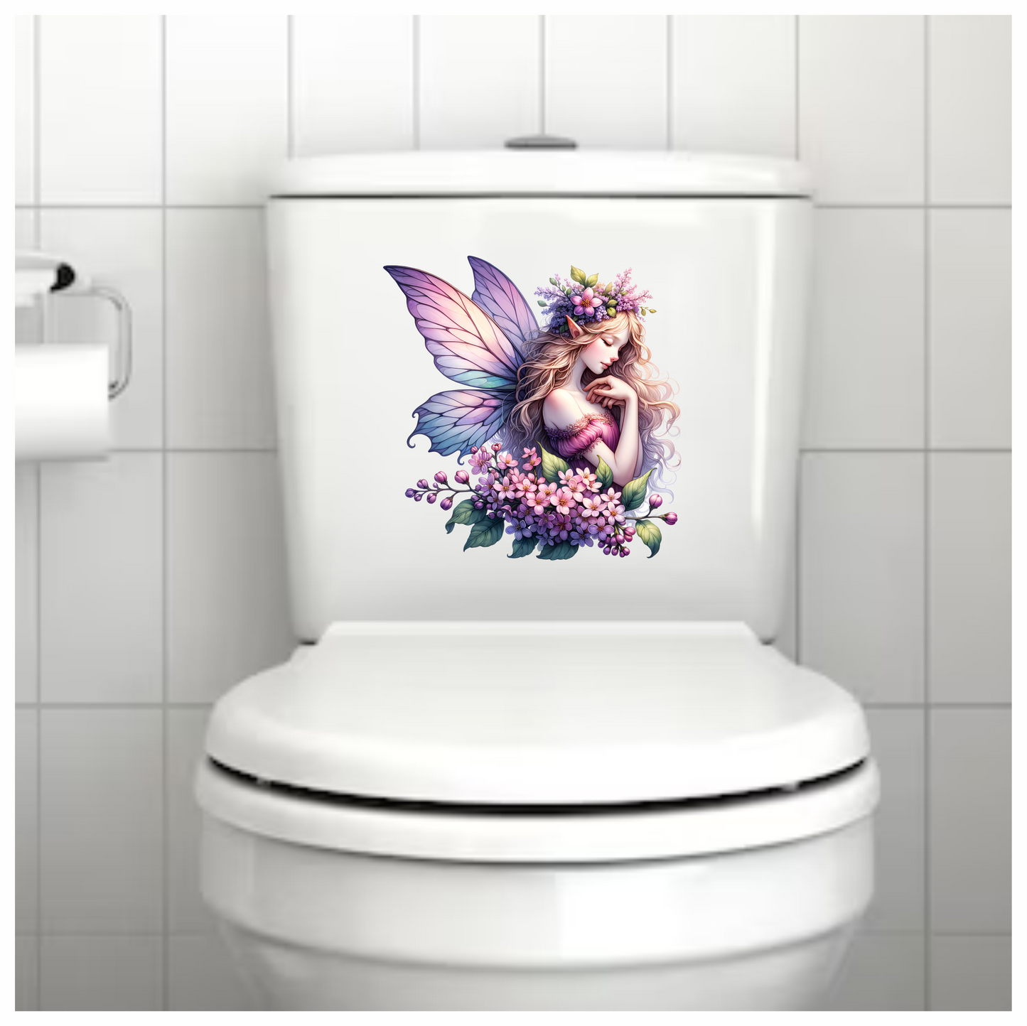 Fairy Pink Flowers Purple Wings Vinyl Sticker Decal