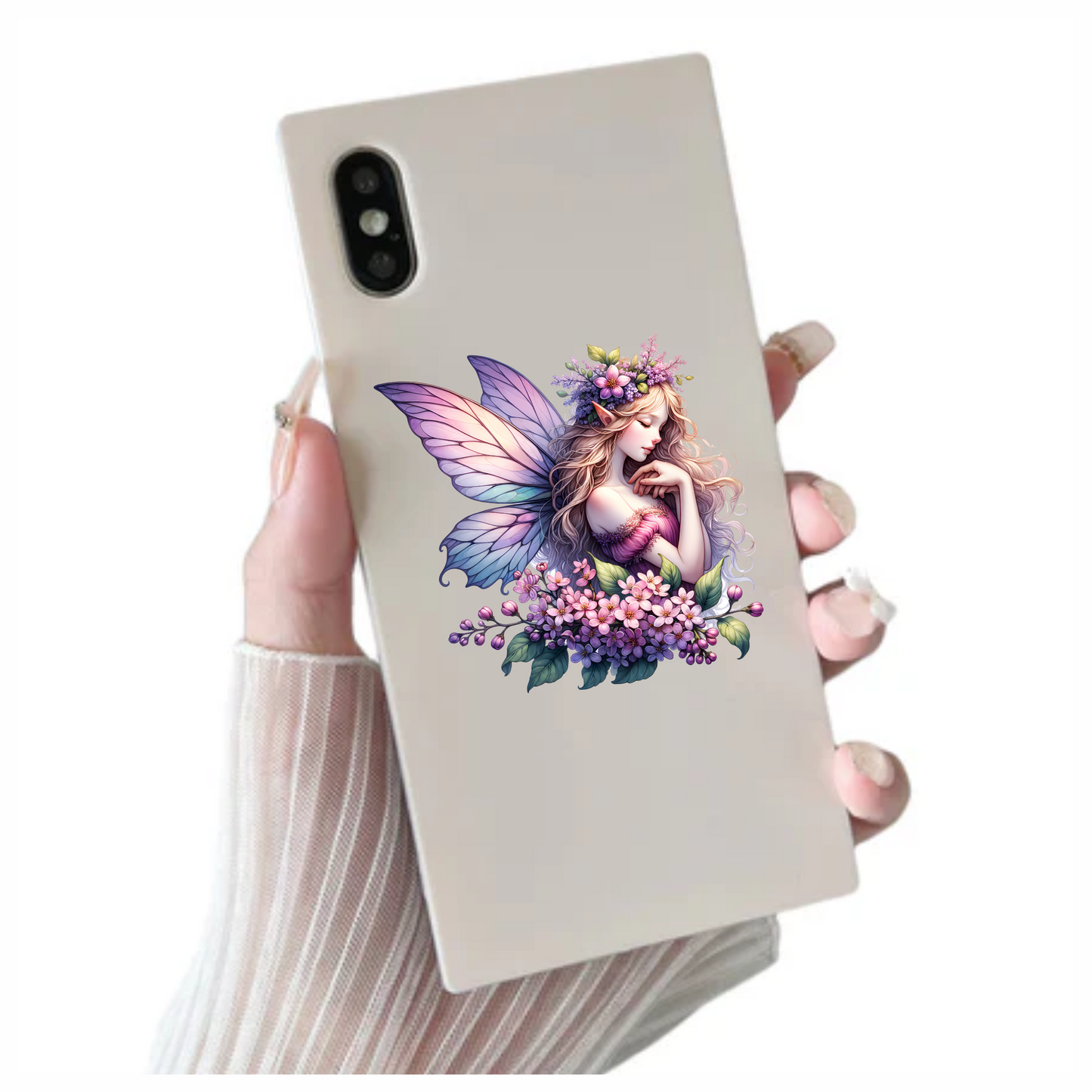 Fairy Pink Flowers Purple Wings Vinyl Sticker Decal