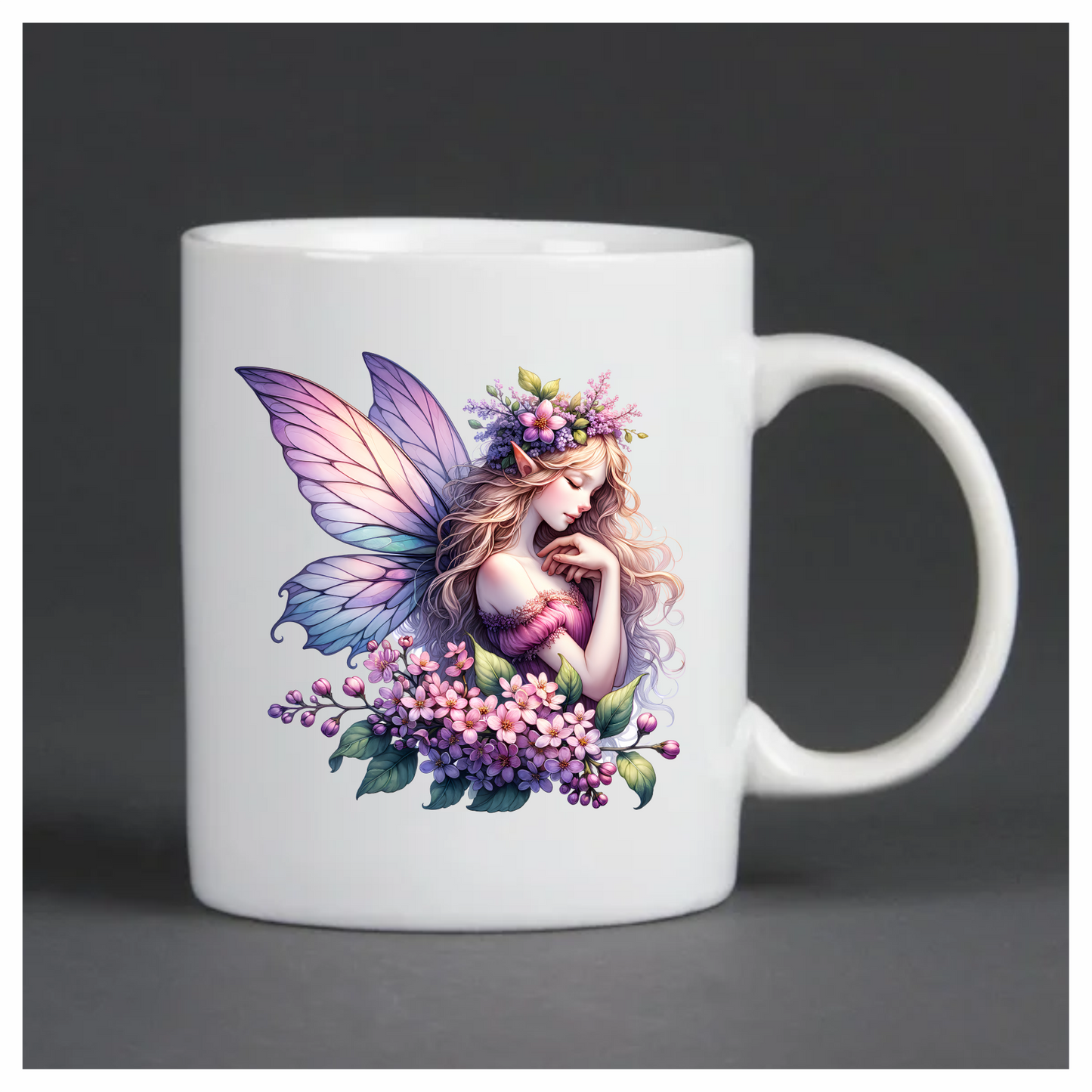 Fairy Pink Flowers Purple Wings Vinyl Sticker Decal