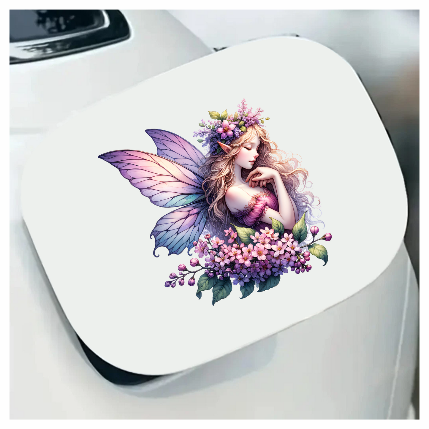 Fairy Pink Flowers Purple Wings Vinyl Sticker Decal