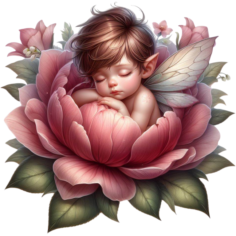 Fairy Baby Pink Flower Leaves Vinyl Sticker Decal