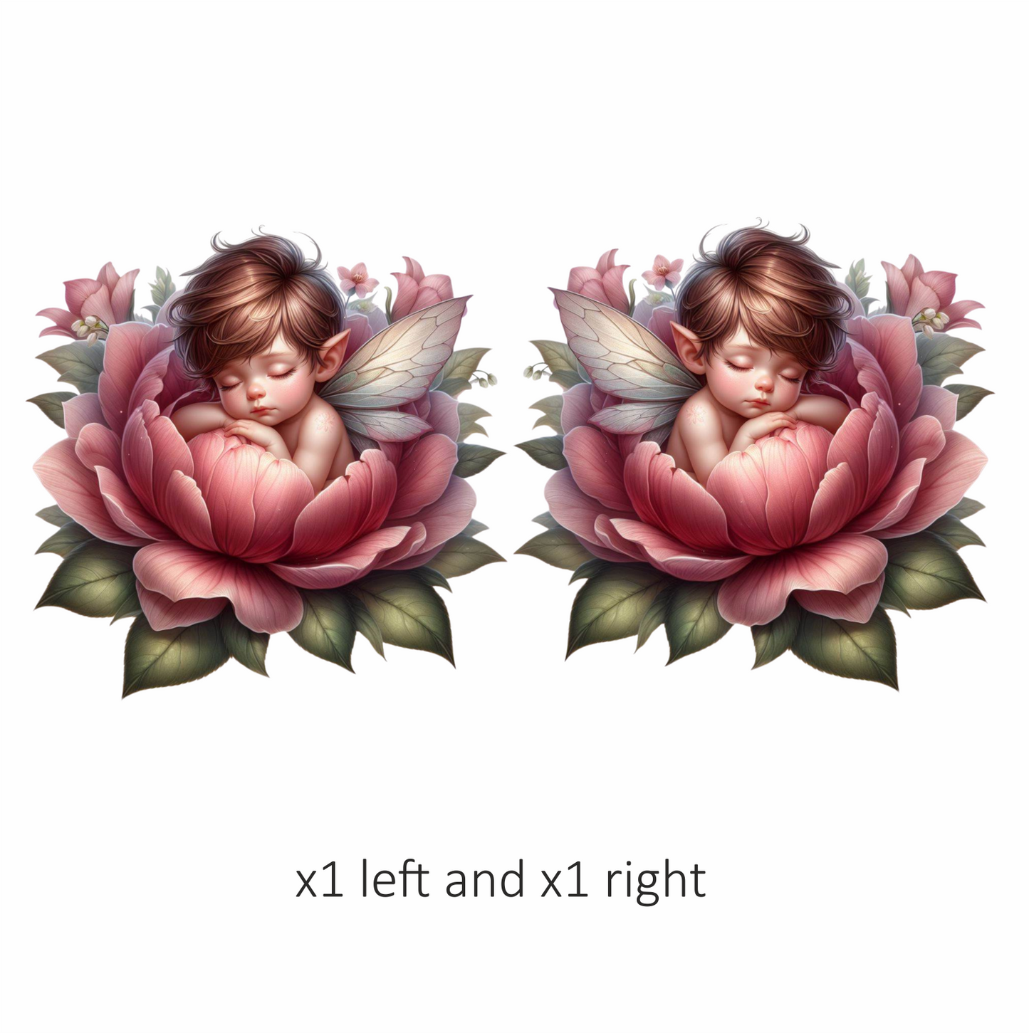 Fairy Baby Pink Flower Leaves Vinyl Sticker Decal