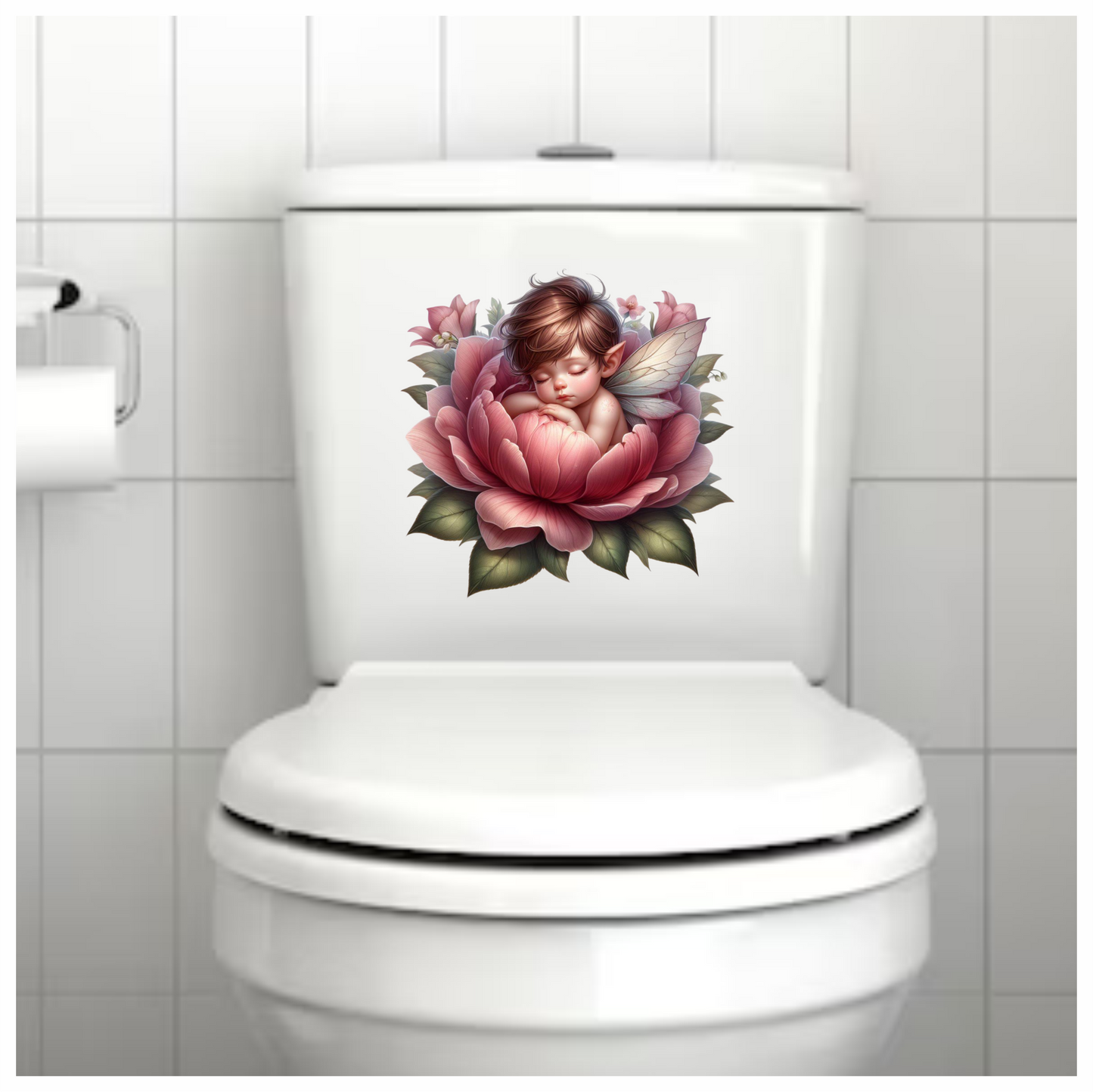 Fairy Baby Pink Flower Leaves Vinyl Sticker Decal