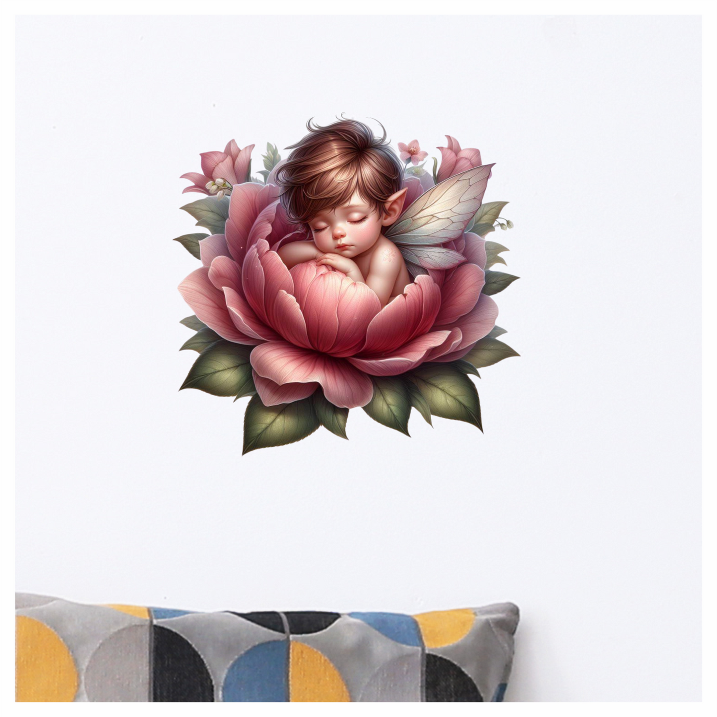 Fairy Baby Pink Flower Leaves Vinyl Sticker Decal