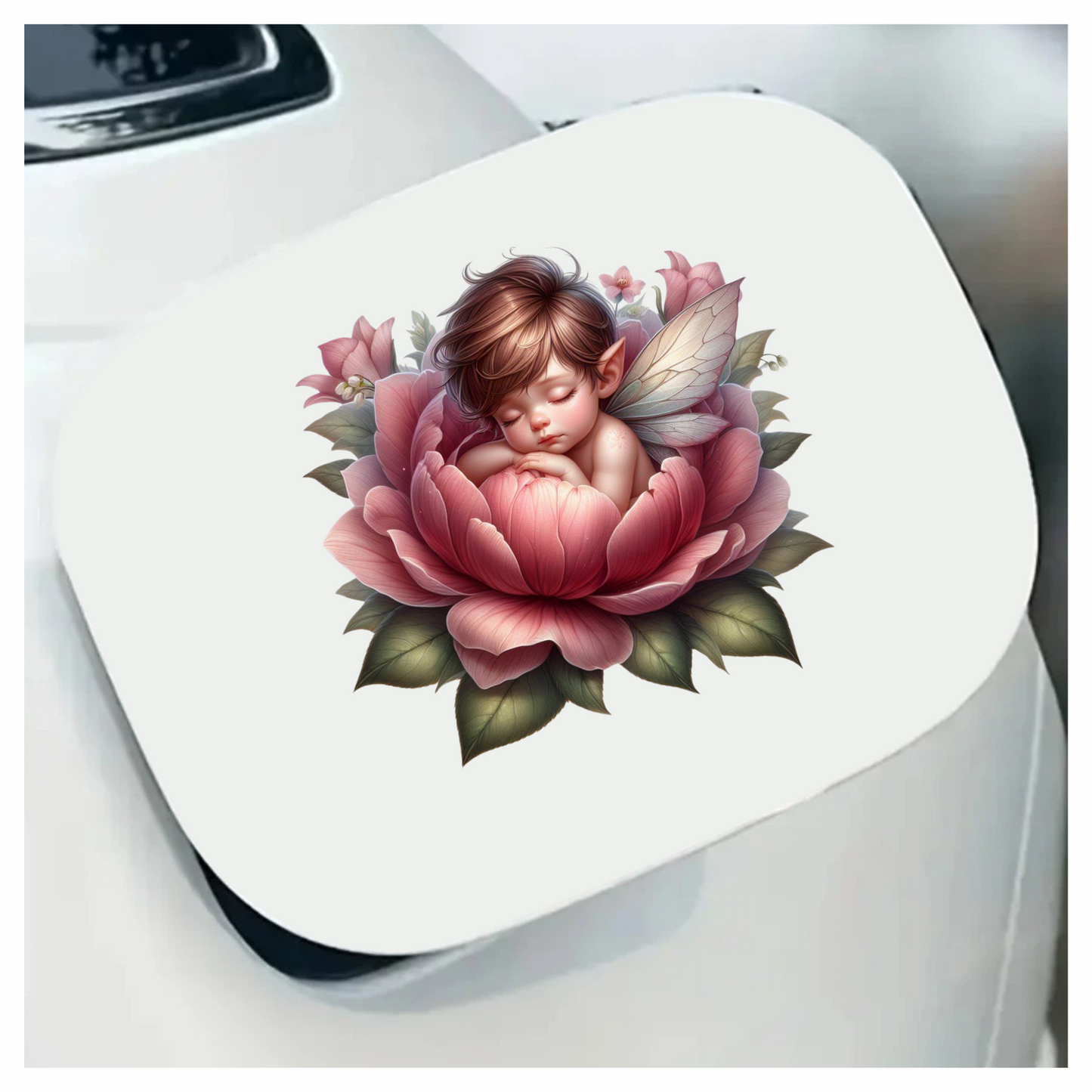 Fairy Baby Pink Flower Leaves Vinyl Sticker Decal