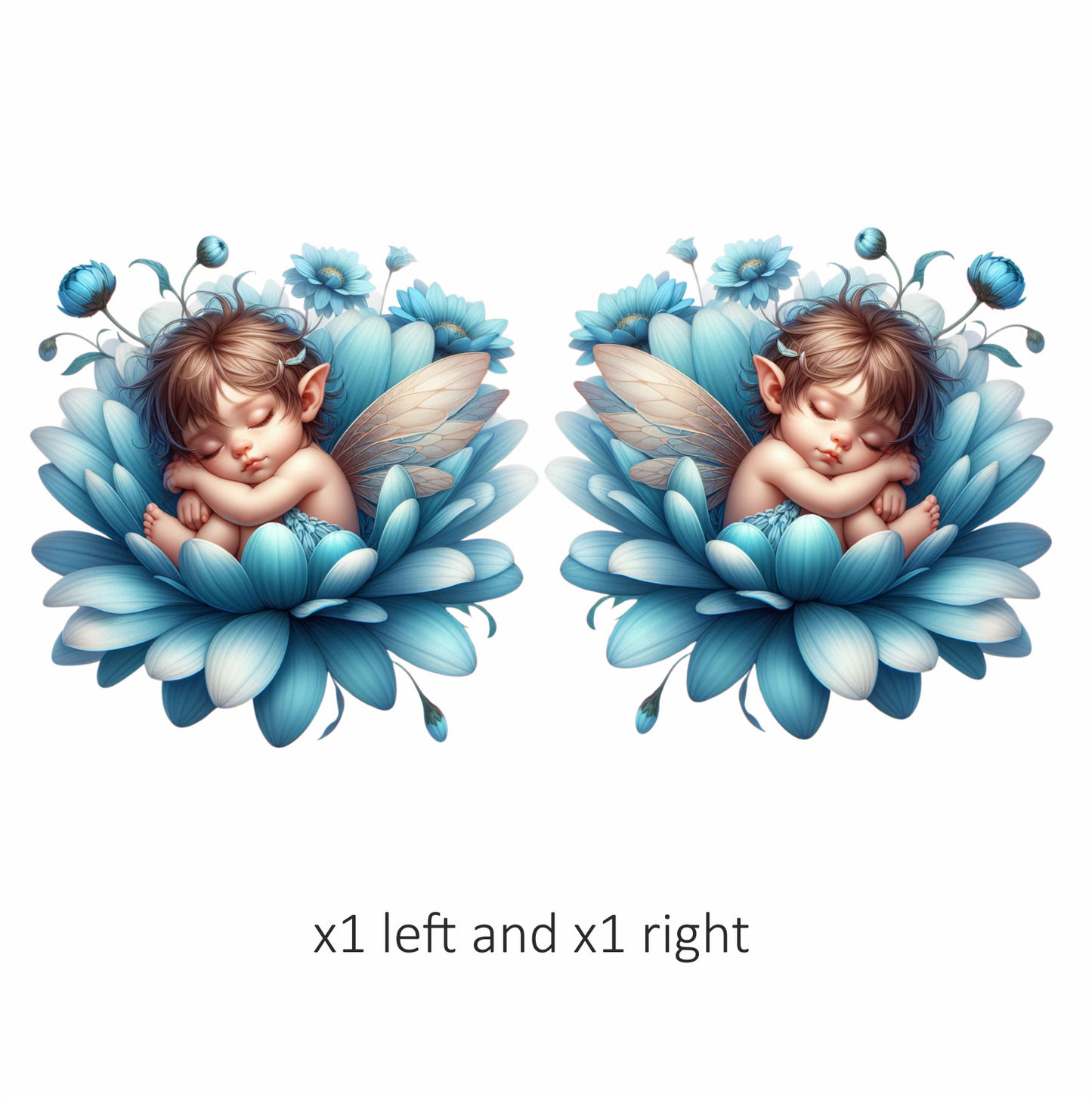 Blue Fairy Baby Sleeping Flower Vinyl Sticker Decal