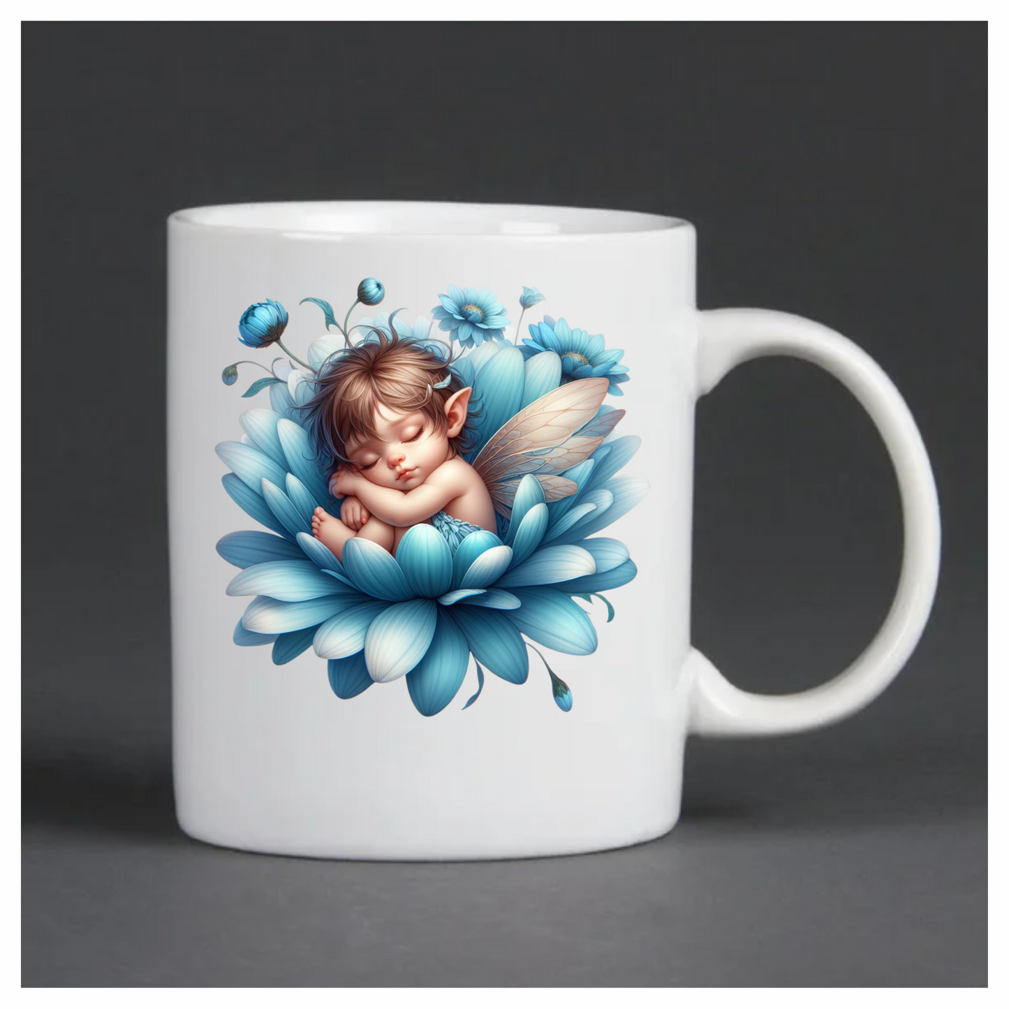 Blue Fairy Baby Sleeping Flower Vinyl Sticker Decal