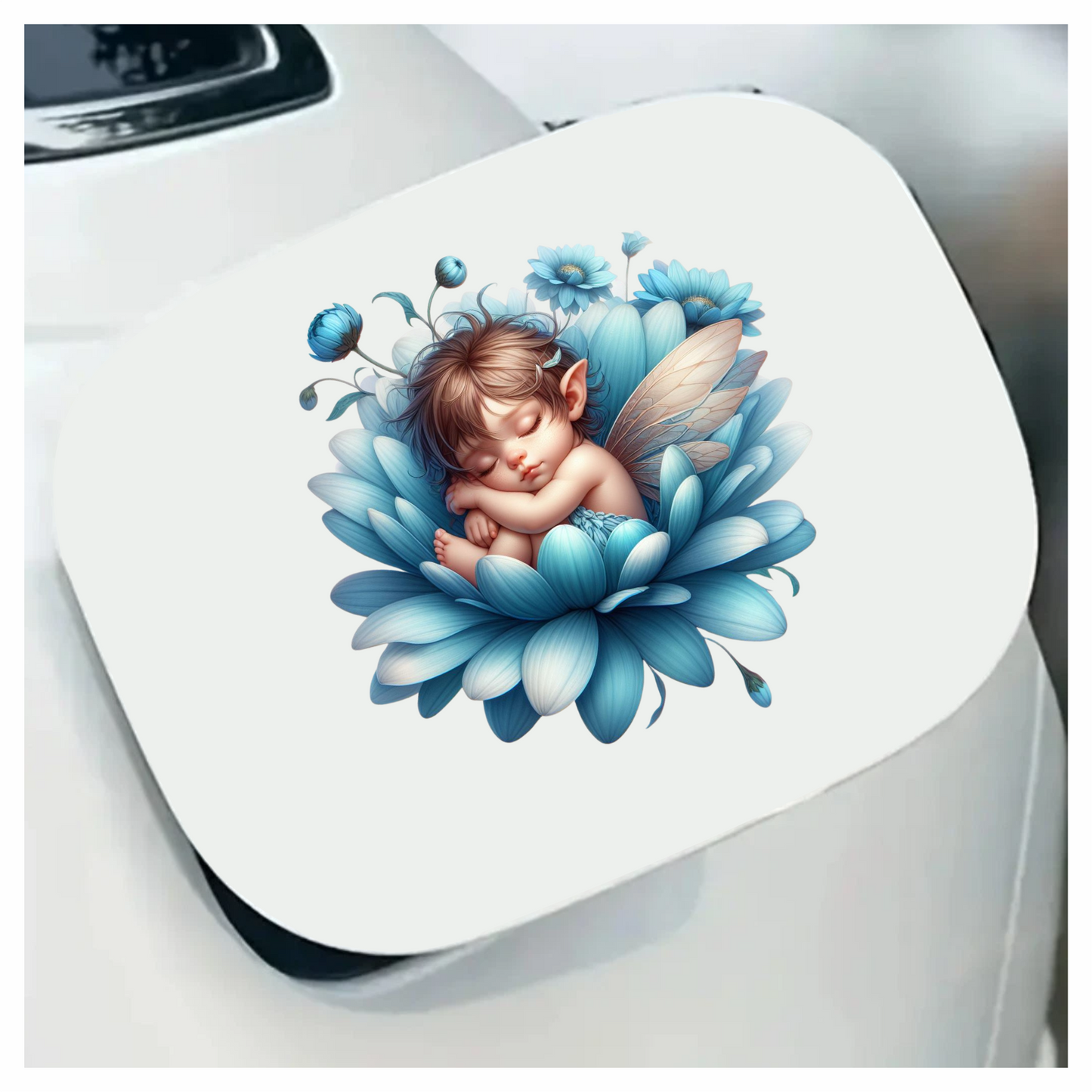 Blue Fairy Baby Sleeping Flower Vinyl Sticker Decal