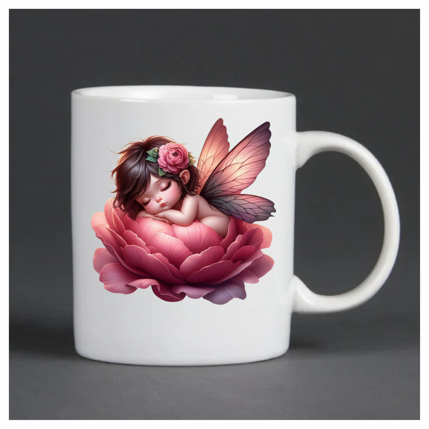 Sleeping Baby Fairy Pink Flower Vinyl Sticker Decal