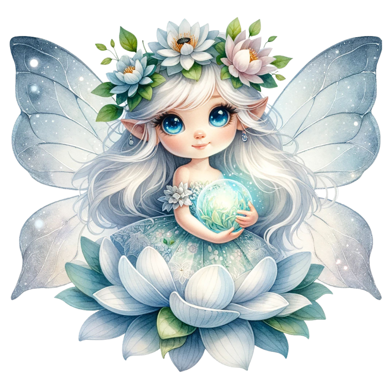 Fairy Blue Wings Flower Globe Vinyl Sticker Decal