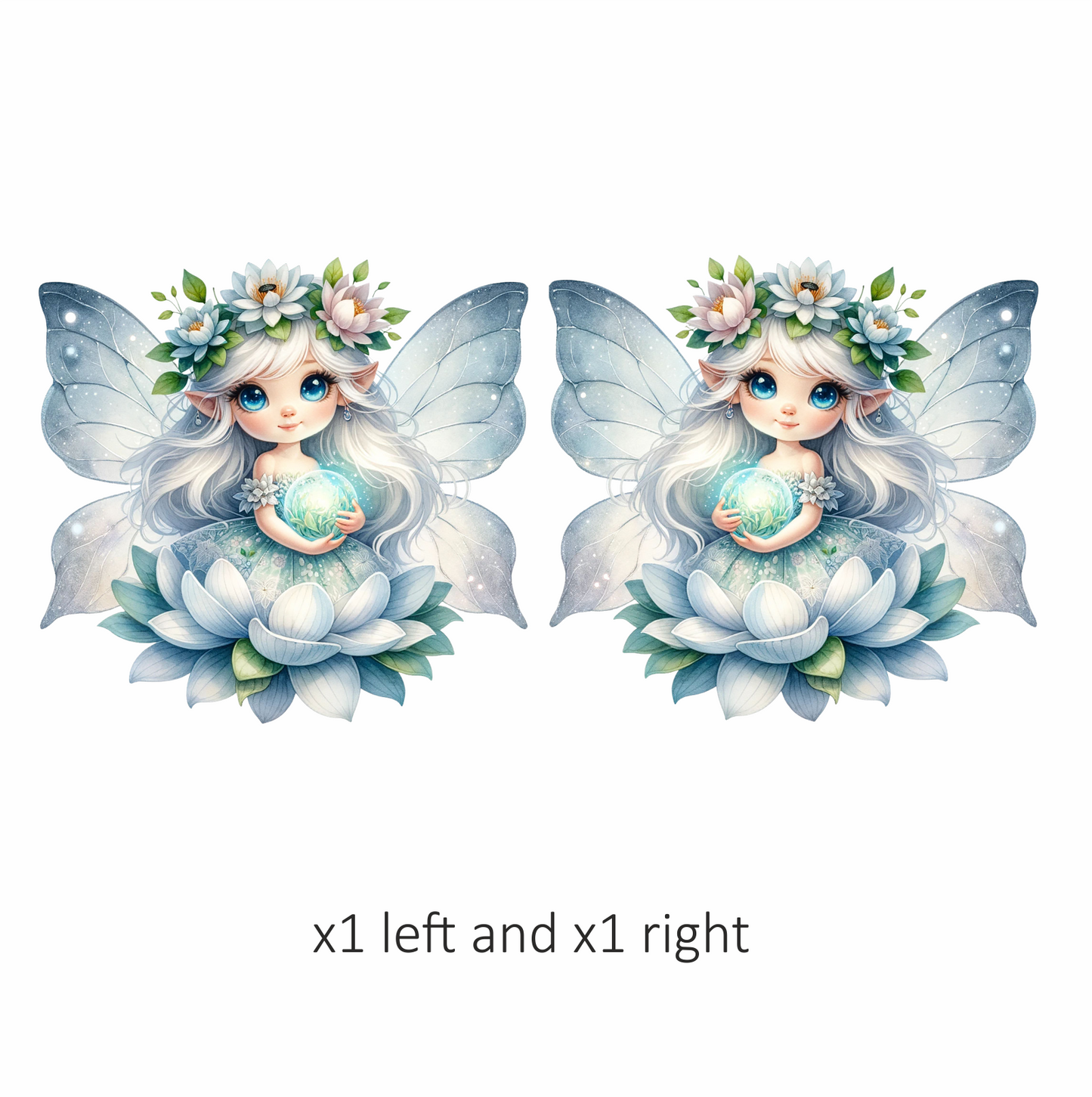 Fairy Blue Wings Flower Globe Vinyl Sticker Decal