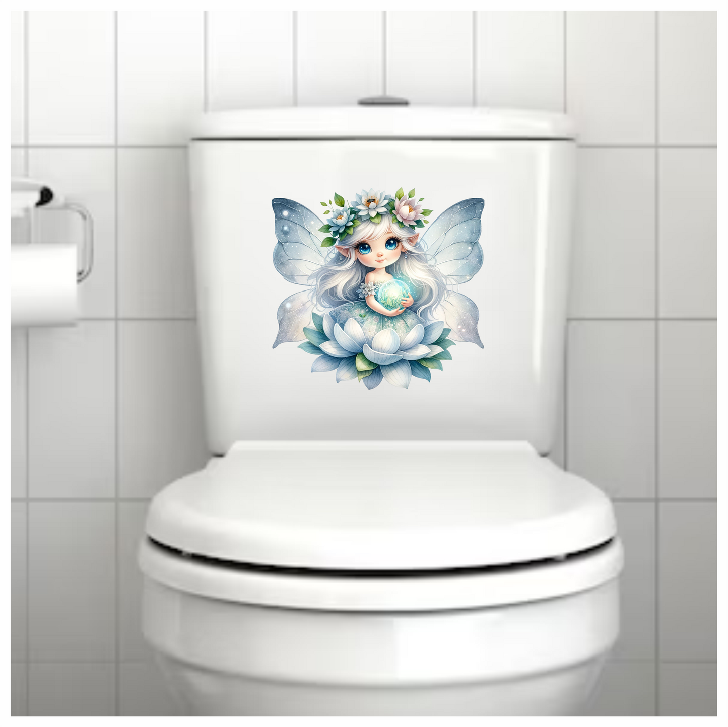 Fairy Blue Wings Flower Globe Vinyl Sticker Decal
