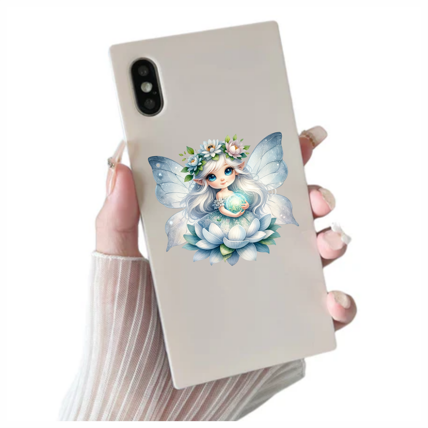 Fairy Blue Wings Flower Globe Vinyl Sticker Decal