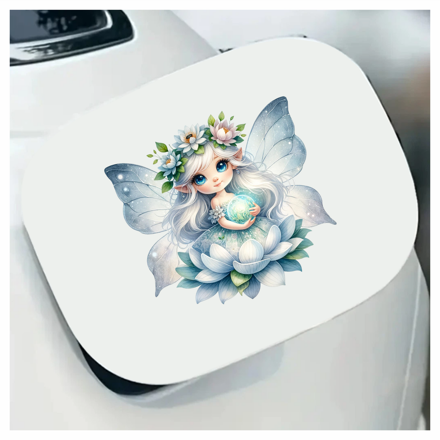 Fairy Blue Wings Flower Globe Vinyl Sticker Decal