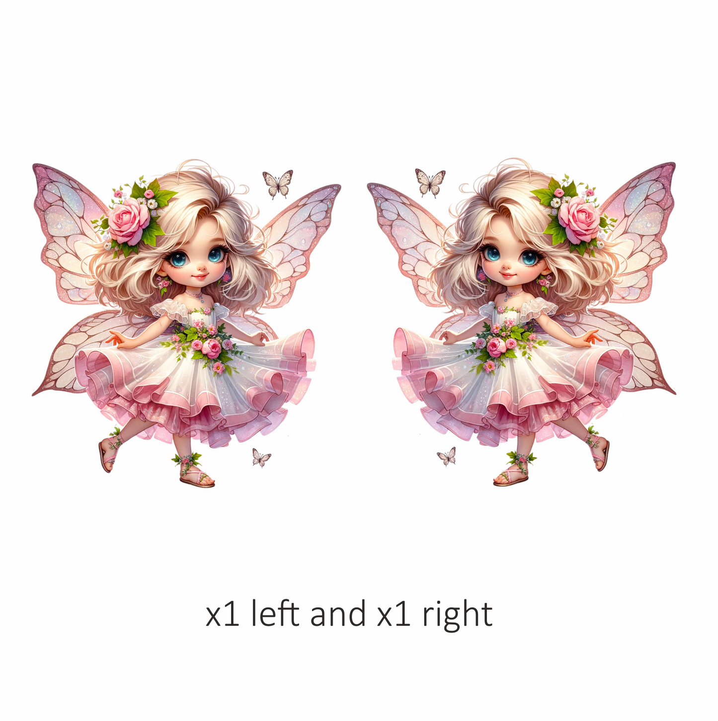 Fairy Pink Dress Flowers Butterfly Vinyl Sticker Decal