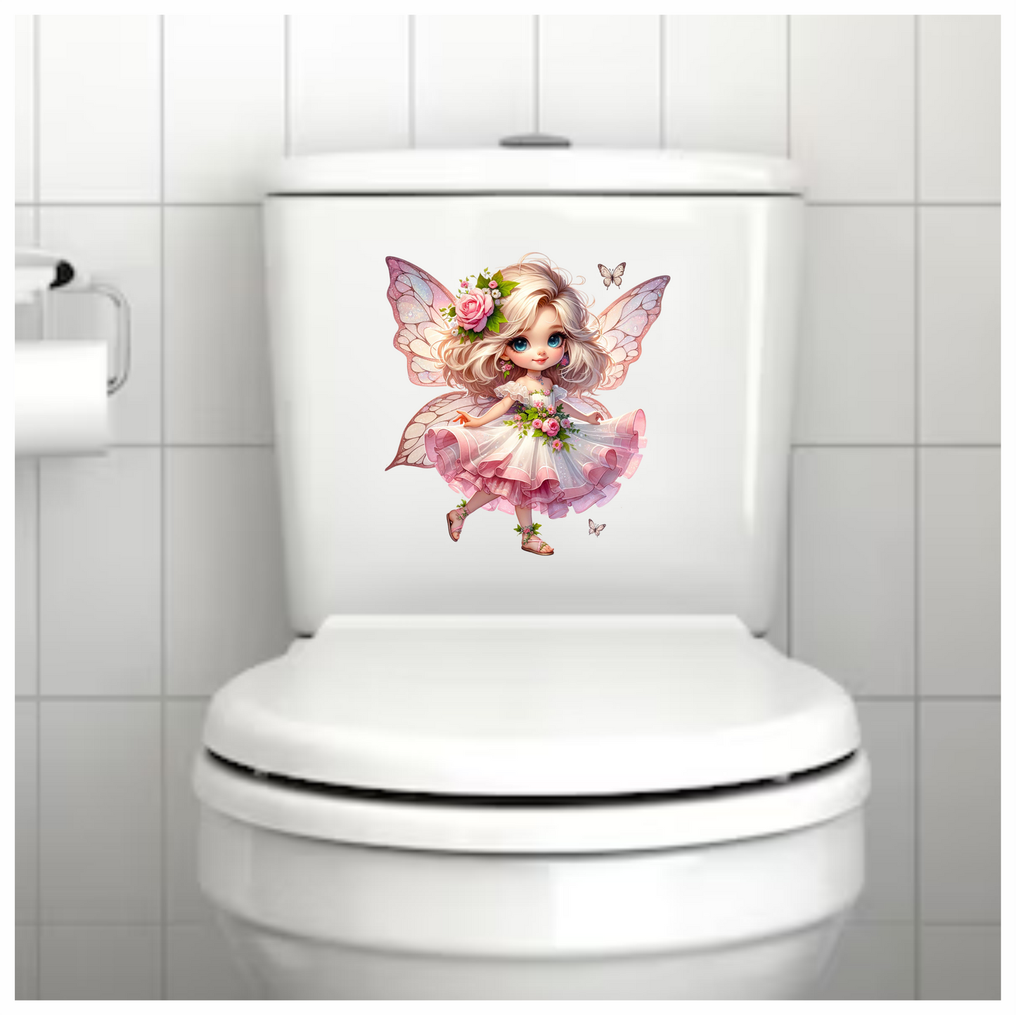 Fairy Pink Dress Flowers Butterfly Vinyl Sticker Decal