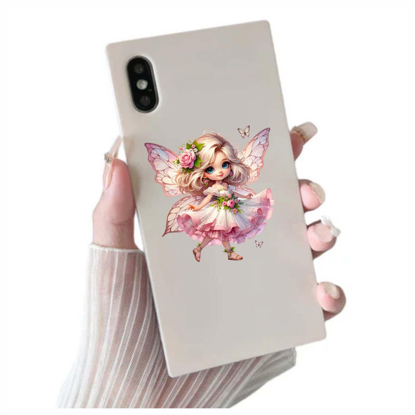 Fairy Pink Dress Flowers Butterfly Vinyl Sticker Decal