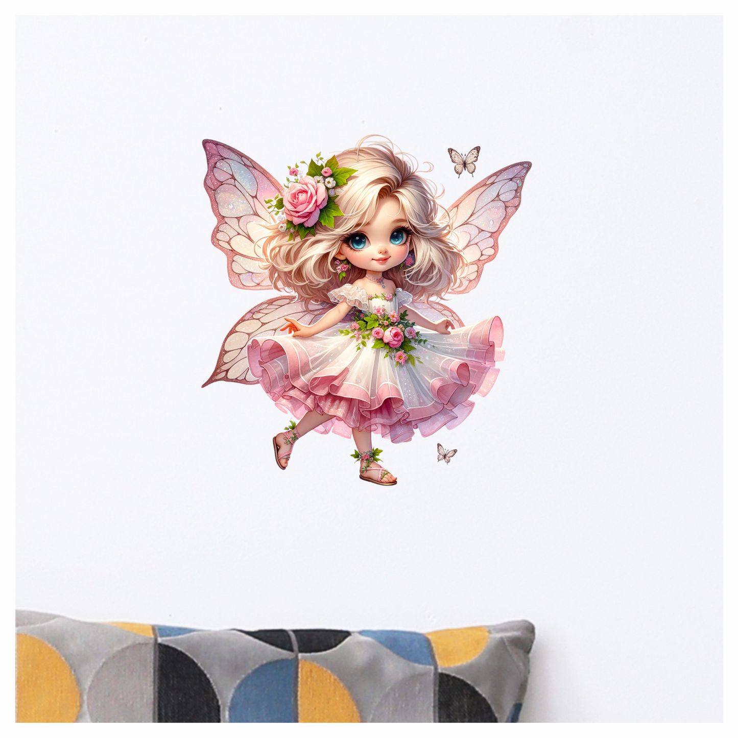 Fairy Pink Dress Flowers Butterfly Vinyl Sticker Decal