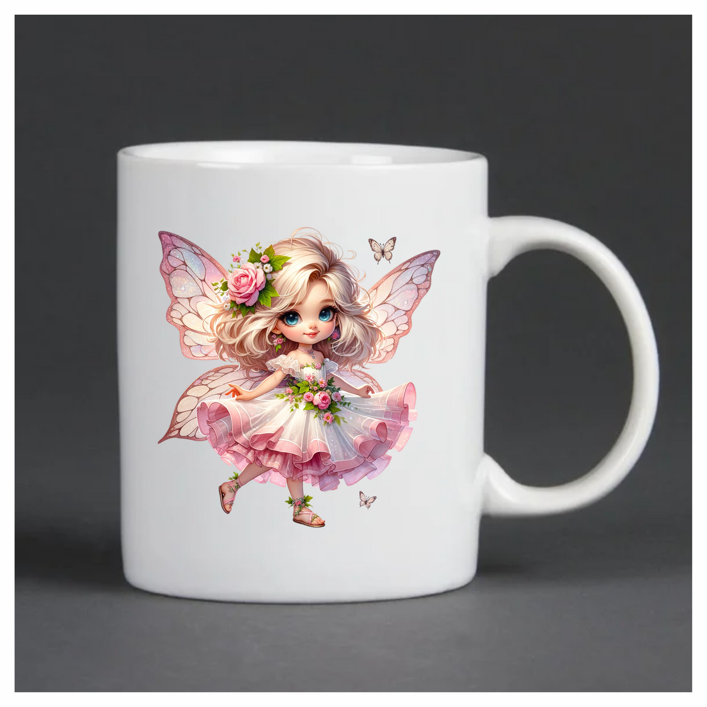 Fairy Pink Dress Flowers Butterfly Vinyl Sticker Decal