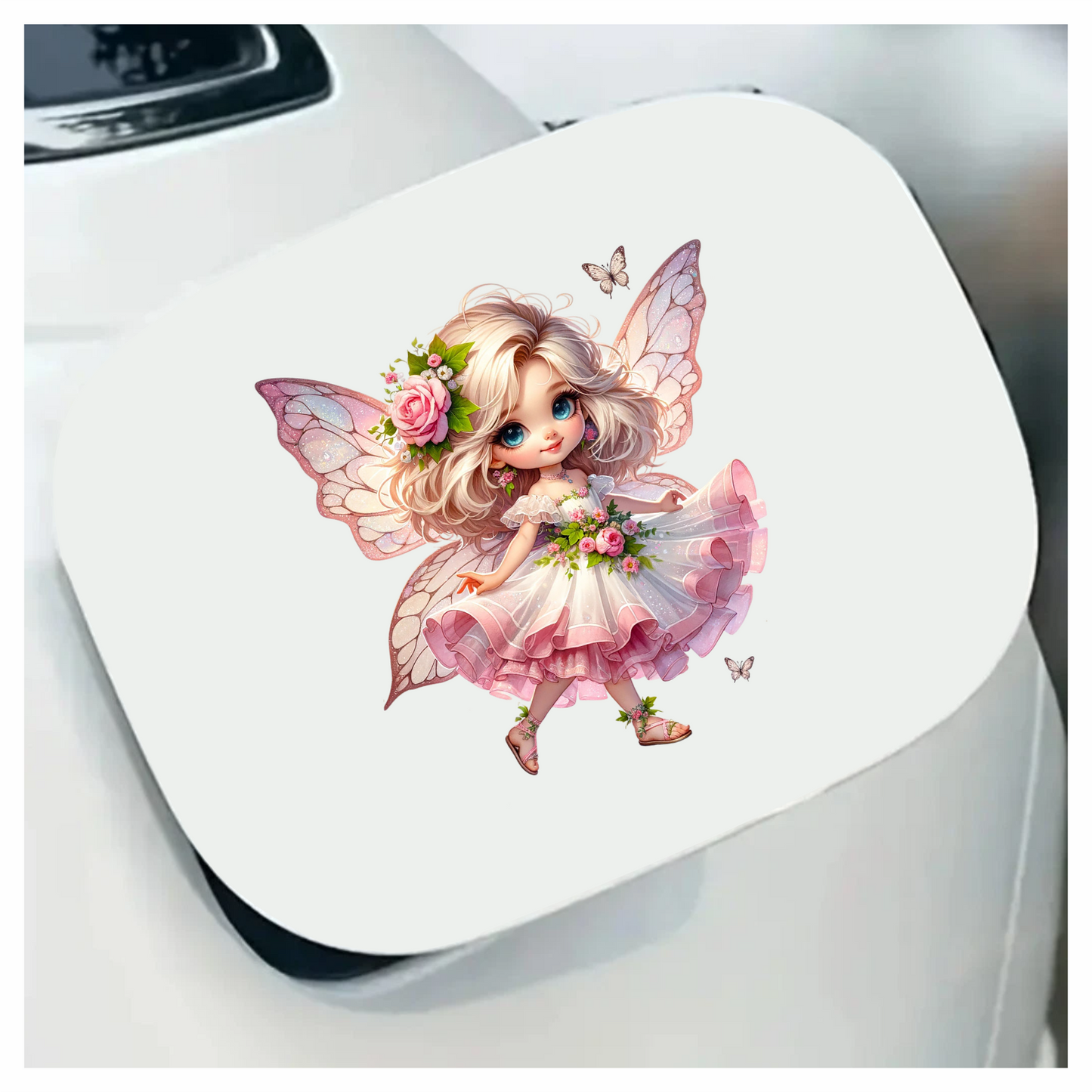 Fairy Pink Dress Flowers Butterfly Vinyl Sticker Decal
