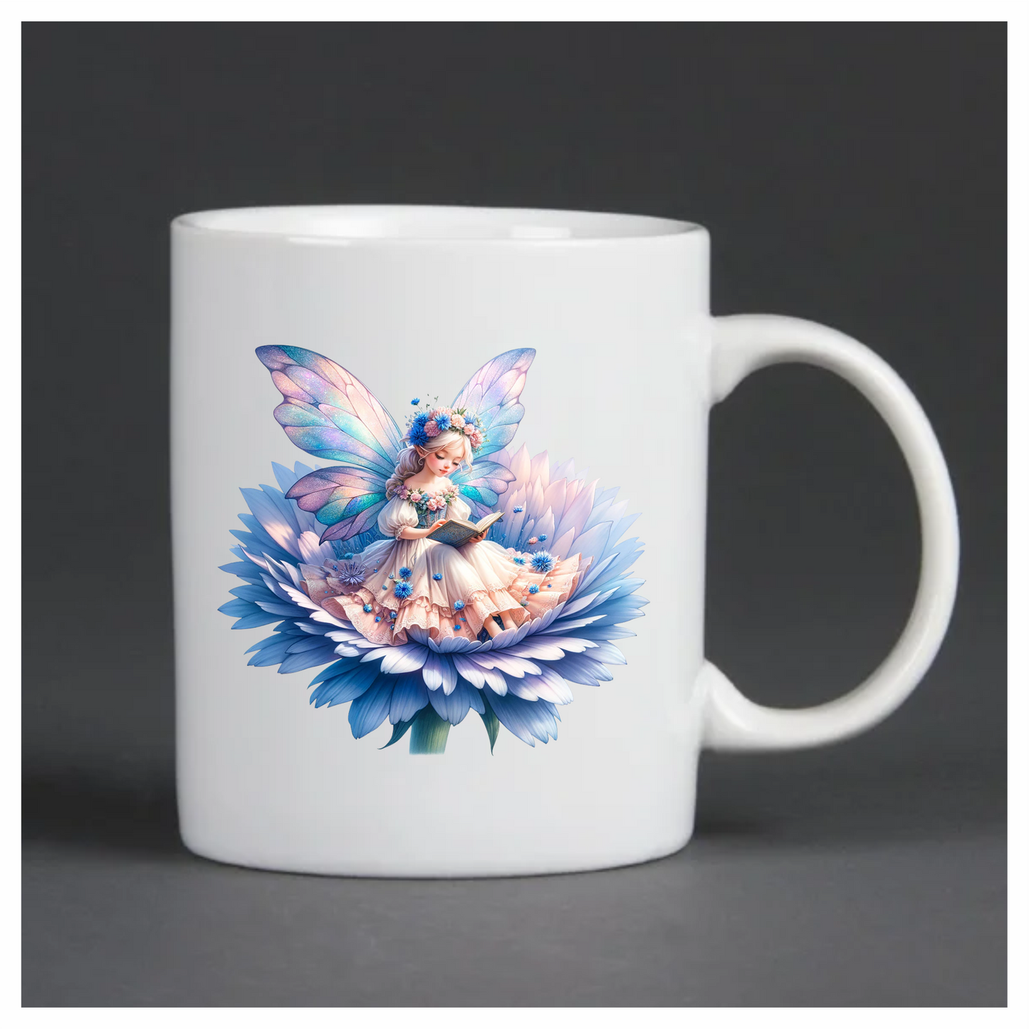 Fairy Reading Blue Flower Book Vinyl Sticker Decal