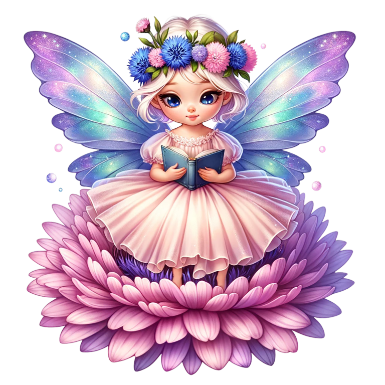 Fairy Pink Wings Flower Book Vinyl Sticker Decal