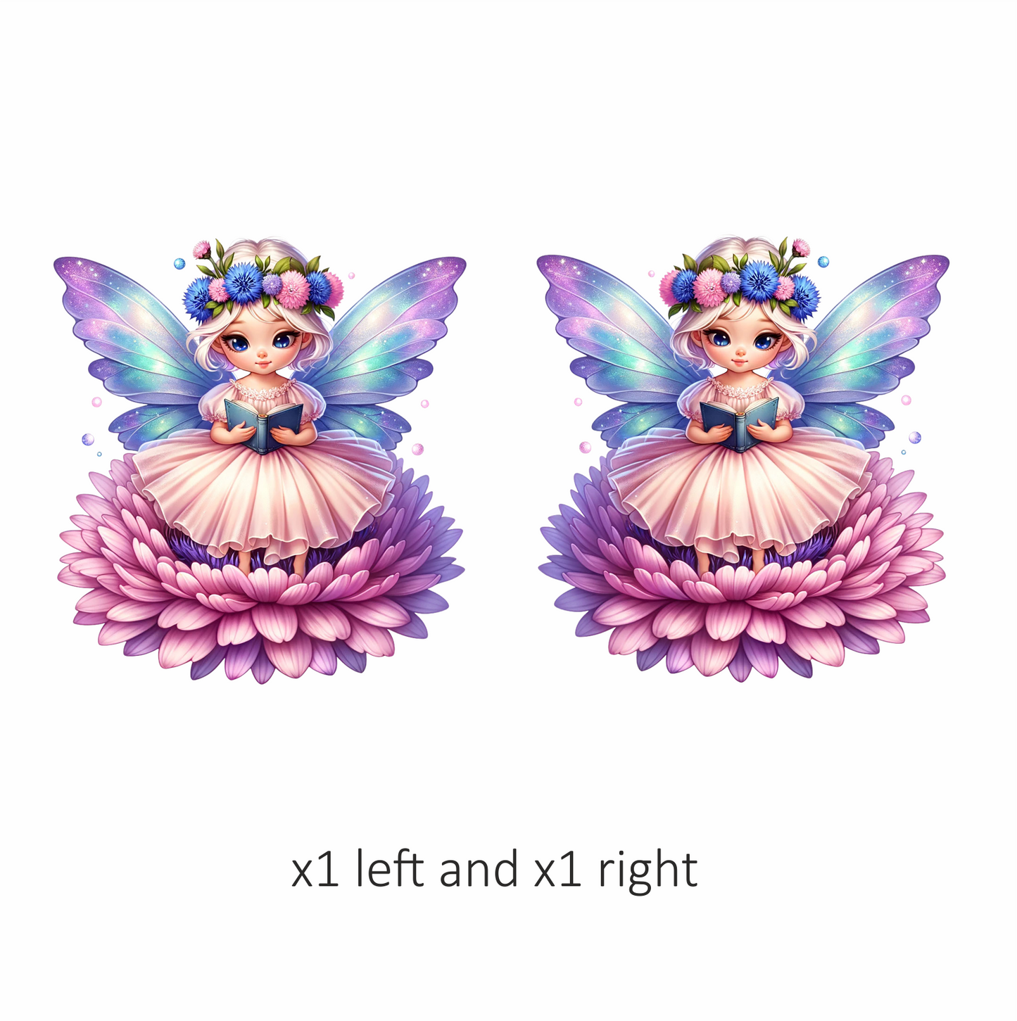 Fairy Pink Wings Flower Book Vinyl Sticker Decal
