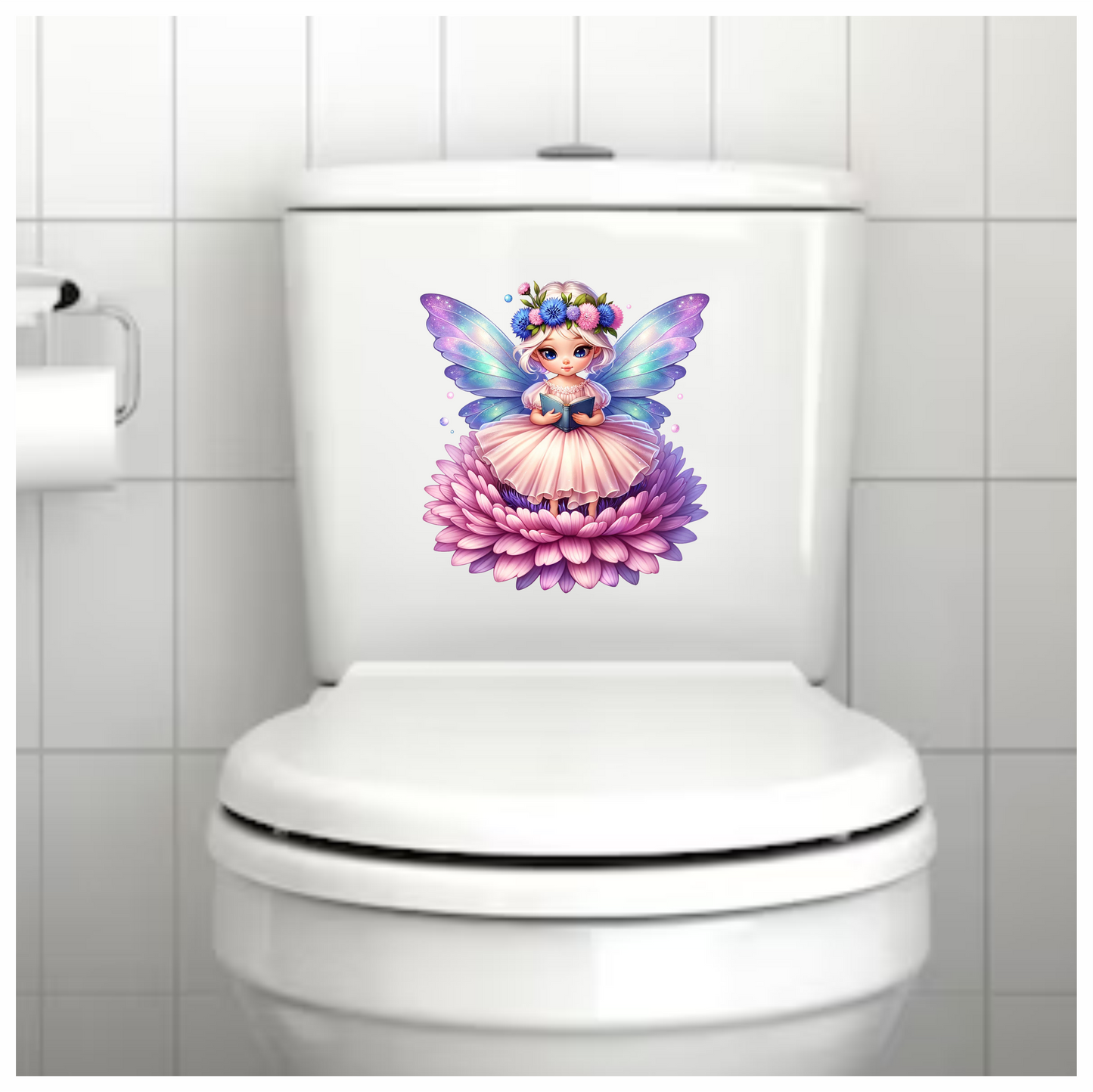 Fairy Pink Wings Flower Book Vinyl Sticker Decal
