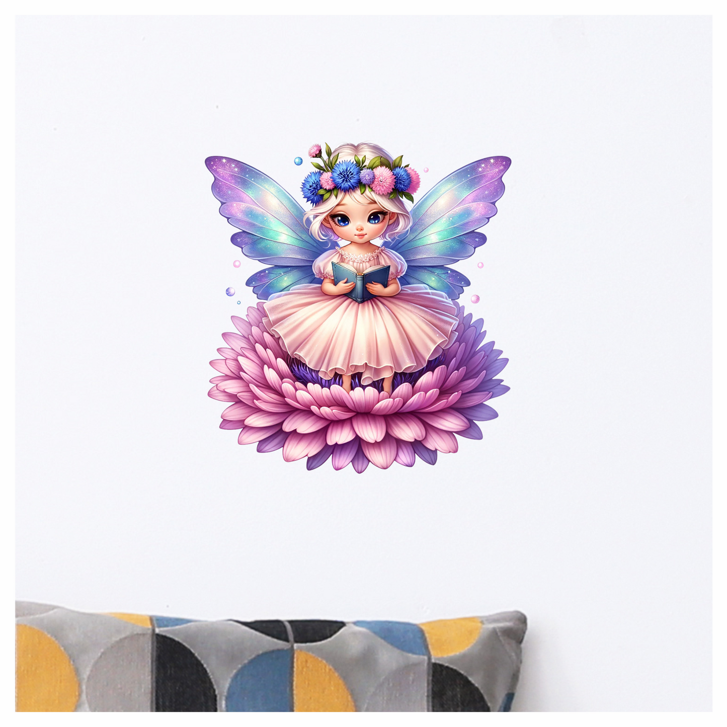 Fairy Pink Wings Flower Book Vinyl Sticker Decal