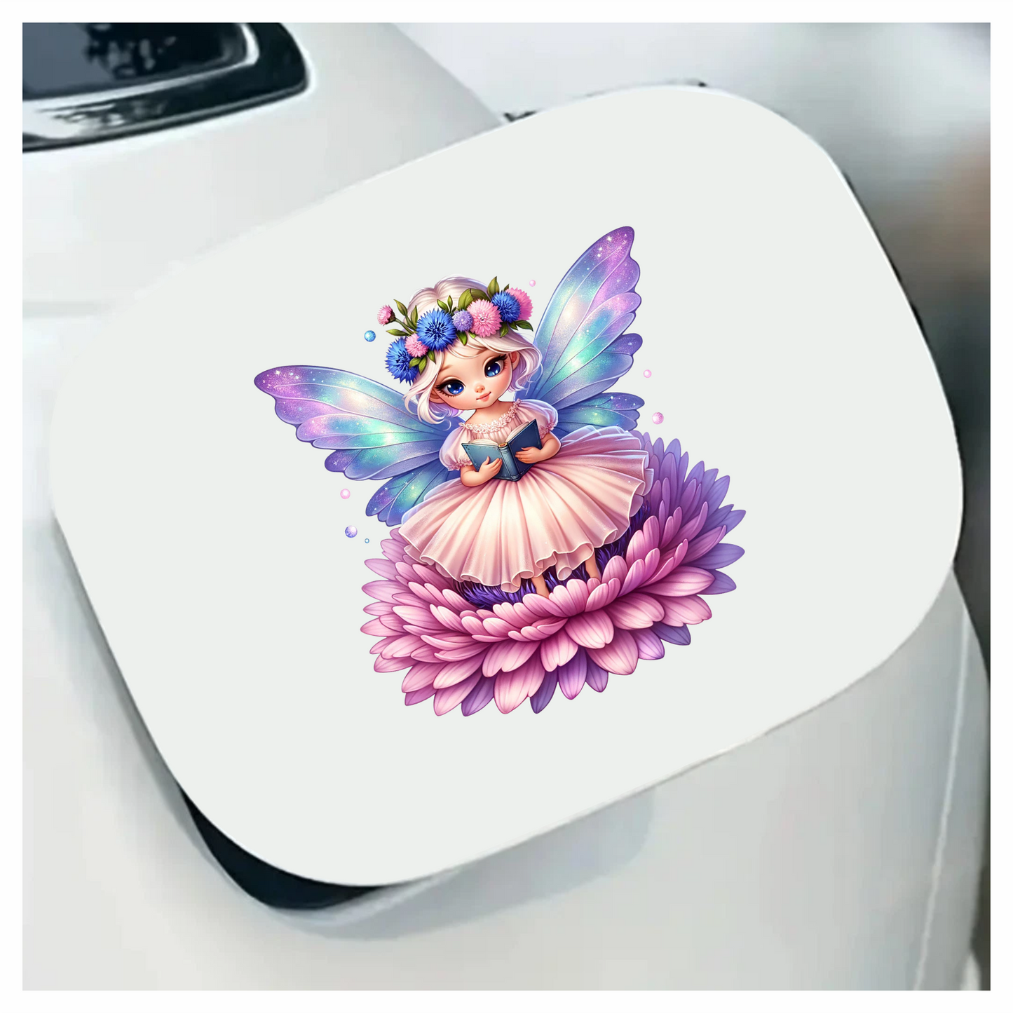 Fairy Pink Wings Flower Book Vinyl Sticker Decal