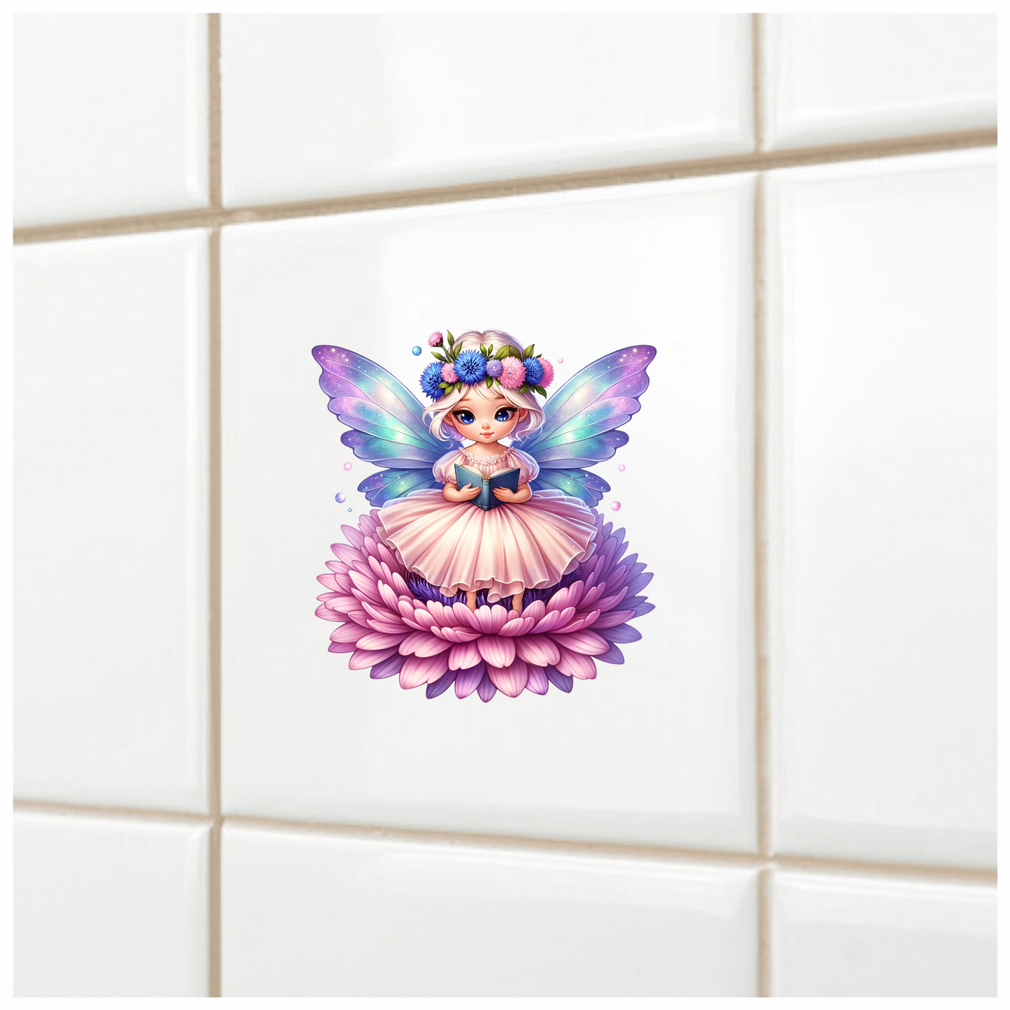 Fairy Pink Wings Flower Book Vinyl Sticker Decal