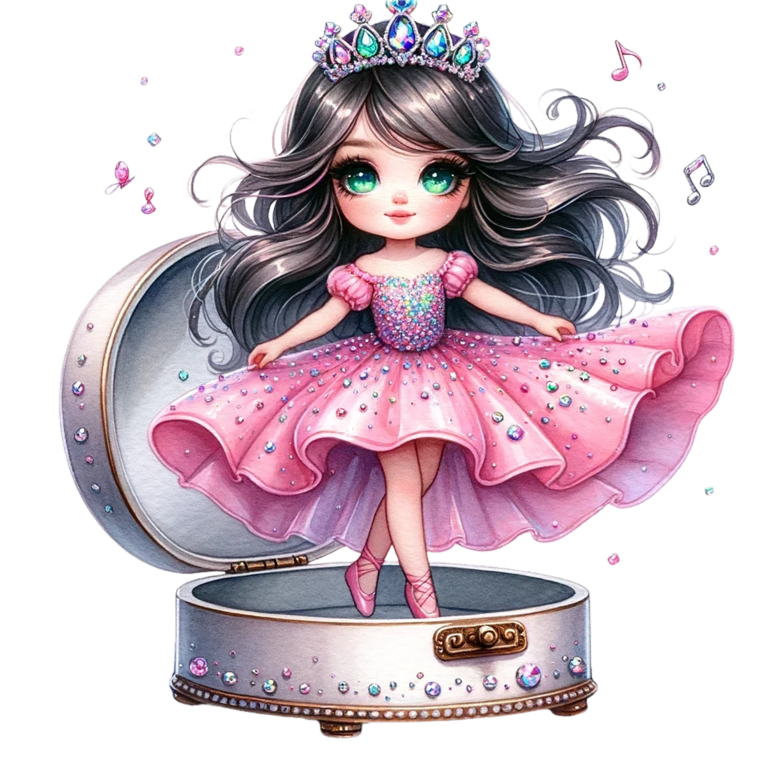 Pink Doll Princess Crown Box Vinyl Sticker Decal