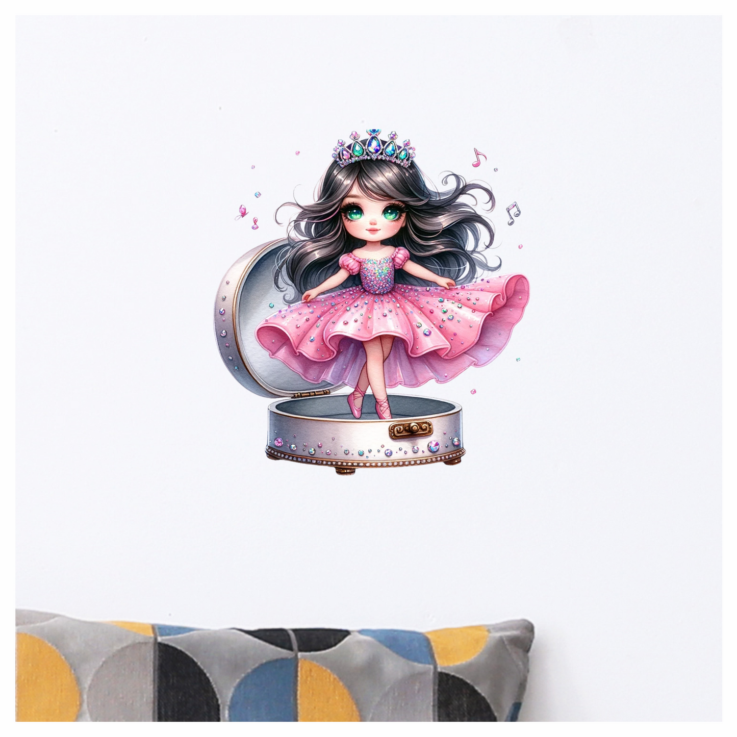 Pink Doll Princess Crown Box Vinyl Sticker Decal