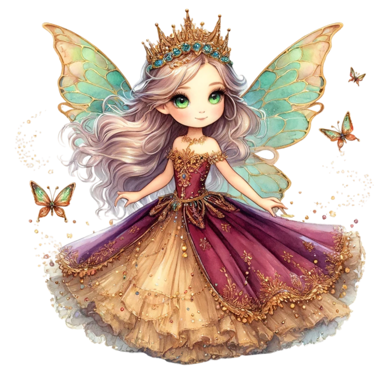 Fairy Girl Crown Purple Dress Vinyl Sticker Decal